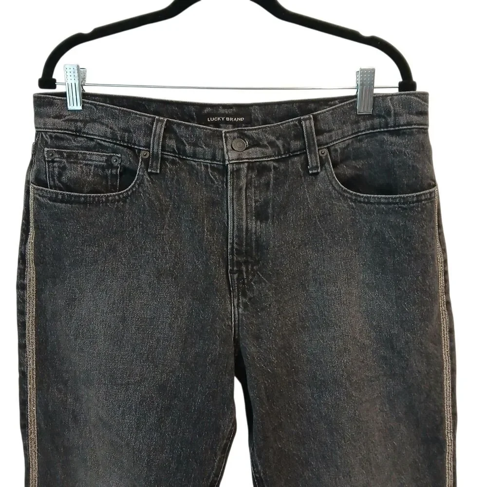Lucky Brand Mid Rise Sienna Slim Boyfriend Jean Black Silver Glitter 10/30 Y2k‎